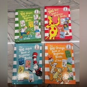 Dr. Seuss Big Beginner Books Set of 4 Hardcover Green Red Aqua Orange